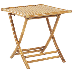 Set Bistro con Tavolino Pieghevole in Legno di Bambù Chiaro e 2 Sdrai