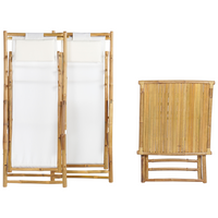 Set Bistro con Tavolino Pieghevole in Legno di Bambù Chiaro e 2 Sdrai