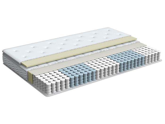 Materasso a molle insacchettate Tessuto di bambù bianco 180 x 200 cm 5 zone Rivestimento sfoderabile medio rigido