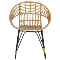 Set Bistro da Esterno in Polirattan e Metallo a 2 Posti con Tavolino color Legno Chiaro e Nero