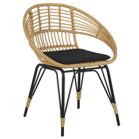 Set Bistro da Esterno in Polirattan e Metallo a 2 Posti con Tavolino color Legno Chiaro e Nero