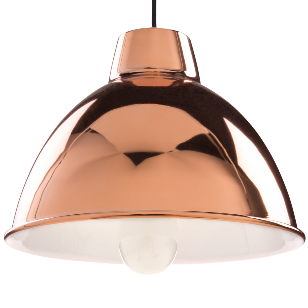 Lampadario Lampada a Sospensione Rame Lucido paraluce Geometrica Rotonda Design Industriale