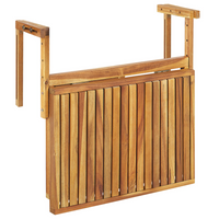 Tavolino da Balcone Sospeso in Legno di Acacia Chiaro 60 x 40 cm