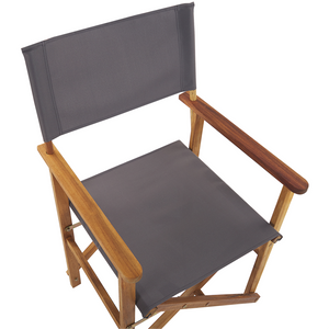 Set di 2 Sedie da Regista in Legno Chiaro di Acacia e Grigio Pieghevoli