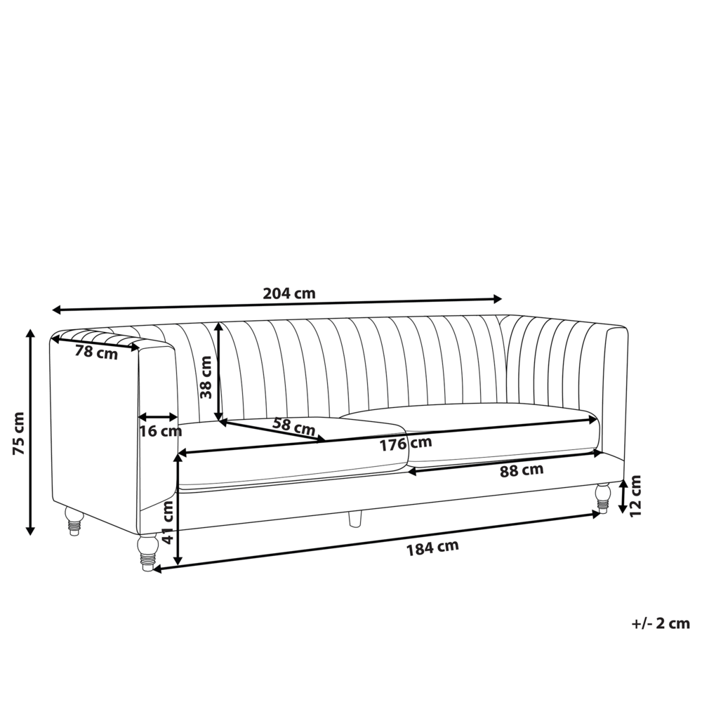 Divano di colore azzurro a 3 posti in velluto trapuntato stile Glamour ed Elegante