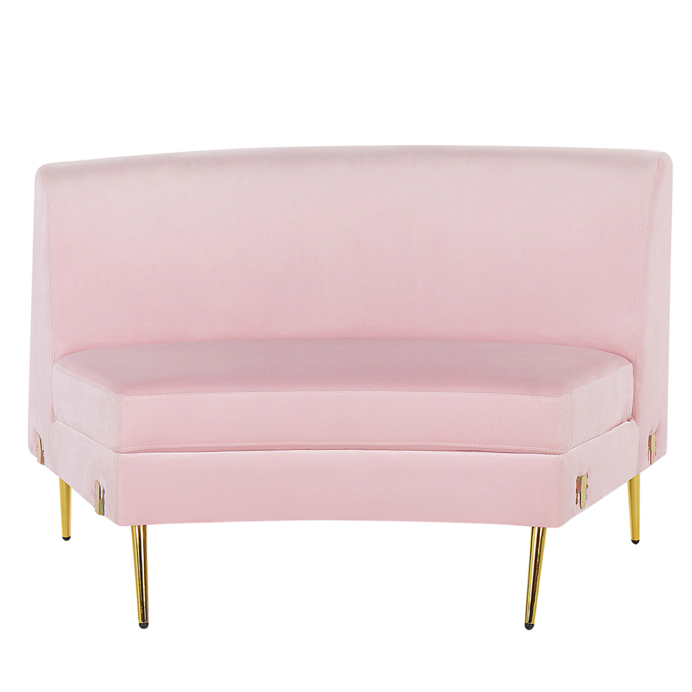 Divano 4 posti in velluto rosa seduta posteriore gambe in metallo dorato retro