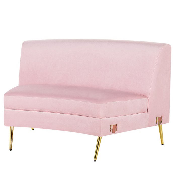Divano 4 posti in velluto rosa seduta posteriore gambe in metallo dorato retro
