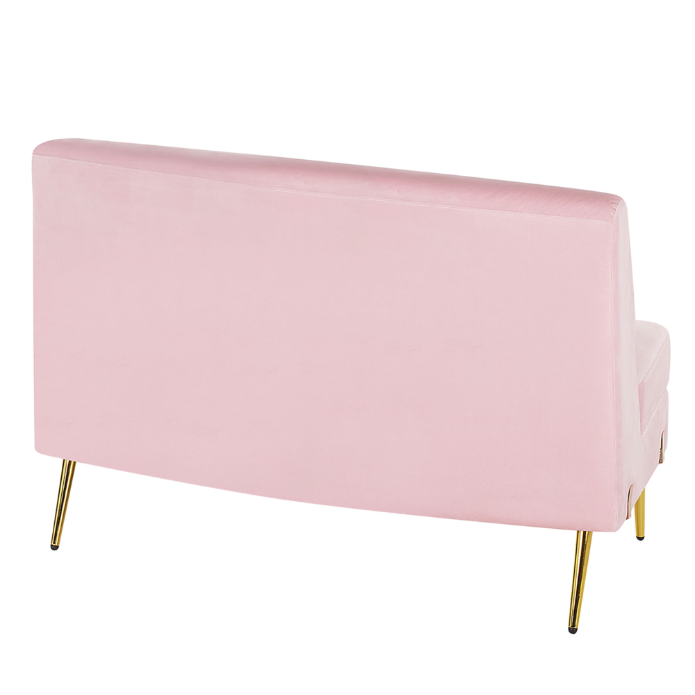 Divano 4 posti in velluto rosa seduta posteriore gambe in metallo dorato retro