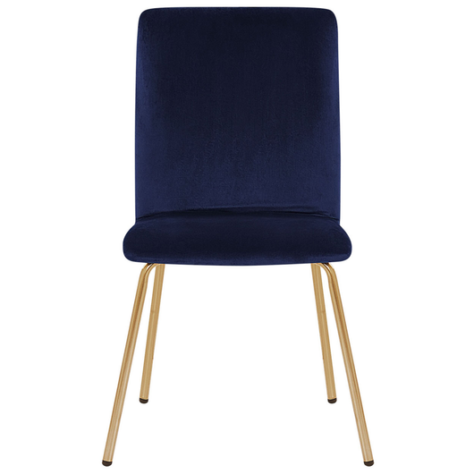 Set di 2 Sedie da Pranzo Velluto Blu Gambe in Metallo dorato senza braccioli Retro Glam