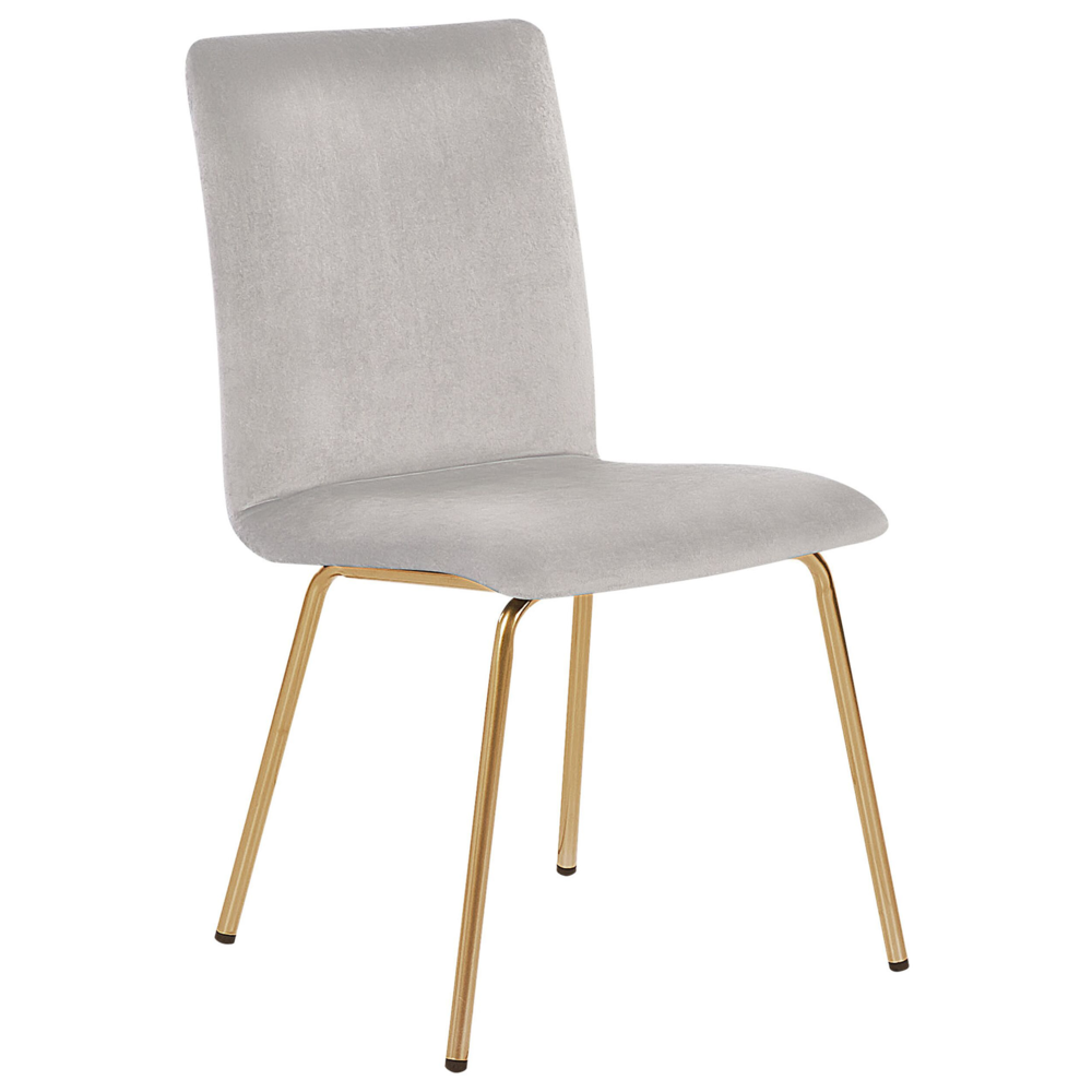 Set di 2 sedie da pranzo in velluto grigio gambe in metallo dorato senza braccioli Retro Glam