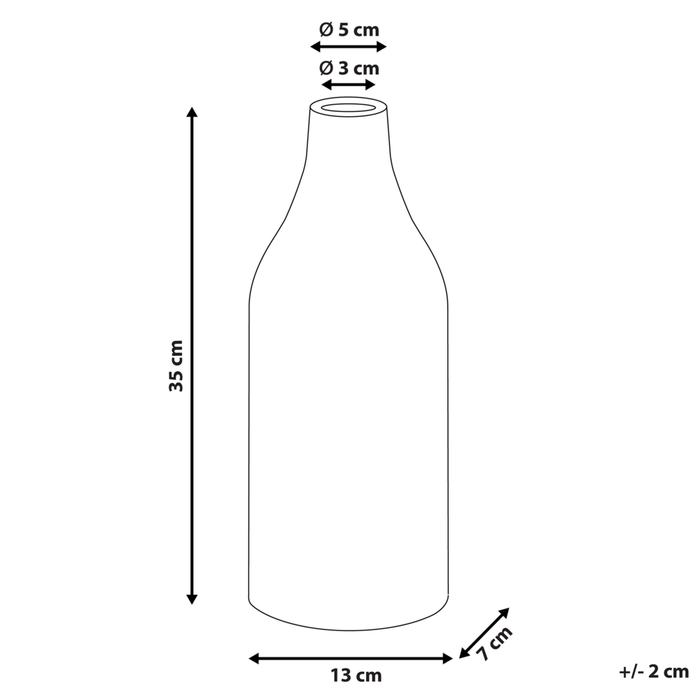 Vaso per fiori decorativo forma di bottiglia impermeabile 35 cm blu e bianco