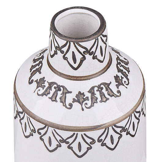 Vaso da fiori decorativo in gres porcellanato stile vintage effetto craquelé bianco