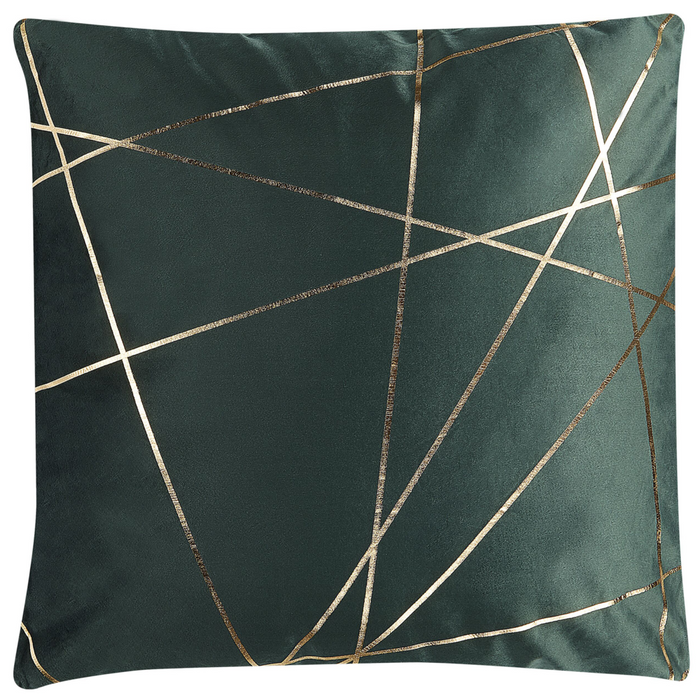 Set di 2 Cuscini decorativi con motivo geometrico Dorato 45 x 45 cm velluto Verde