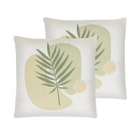 Set di 2 cuscini con motivo a foglia 45 x 45 cm di colore verde e beige salotto camera da letto stile boho moderno