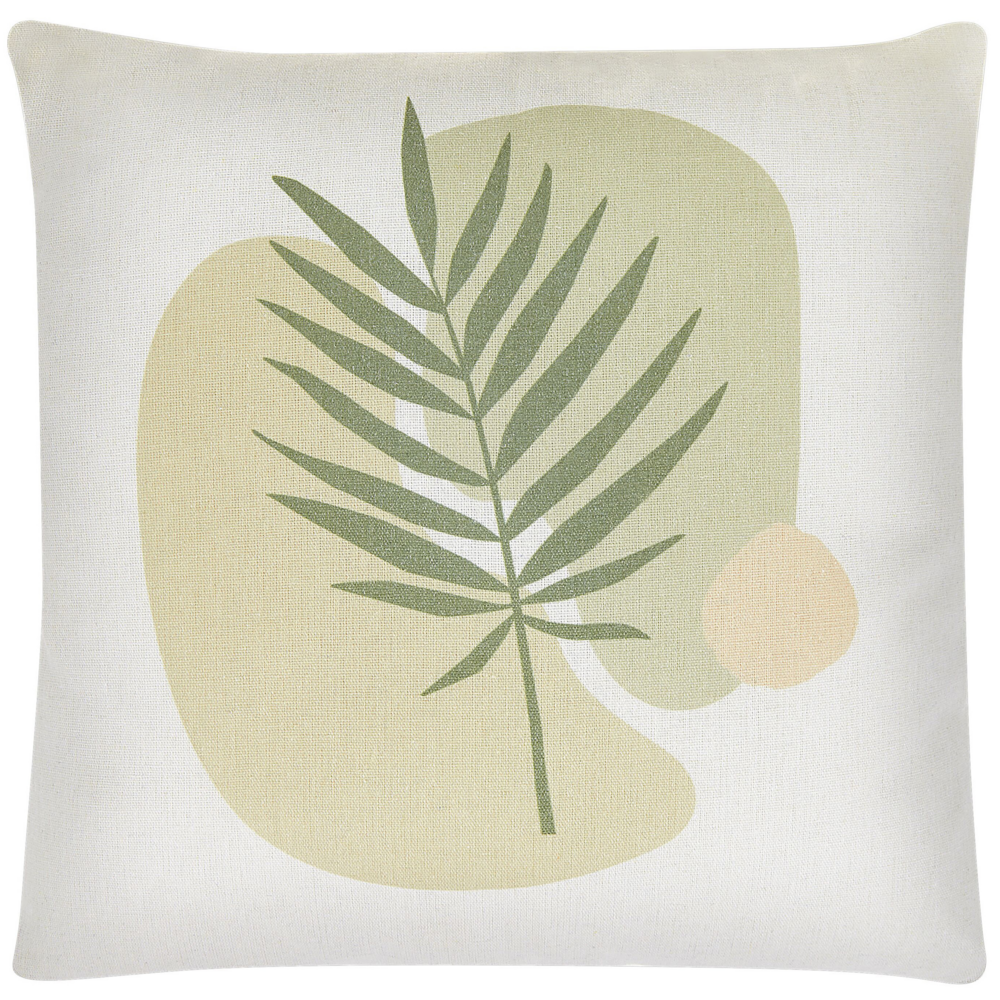Set di 2 cuscini con motivo a foglia 45 x 45 cm di colore verde e beige salotto camera da letto stile boho moderno