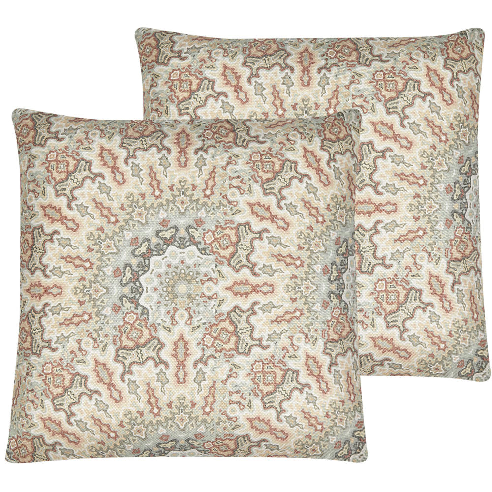 Set di 2 cuscini fantasia astratta stile boho 45 x 45 cm multicolore