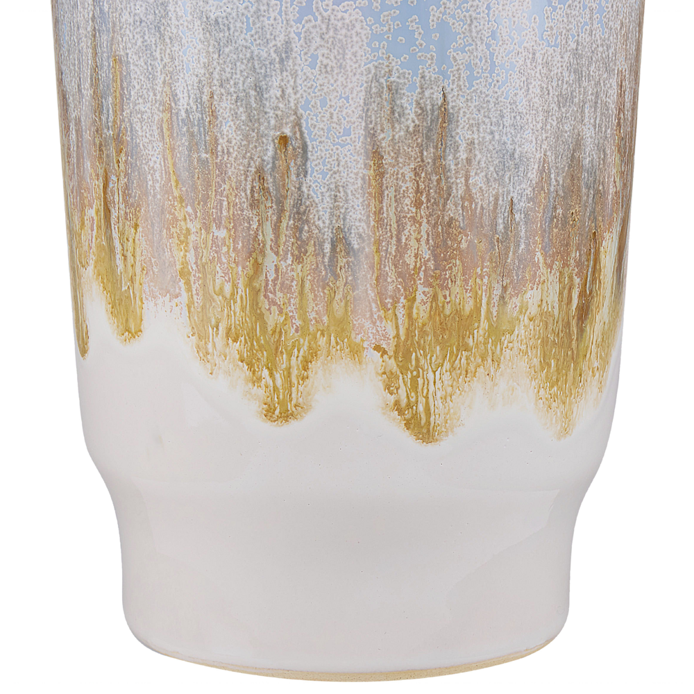 Vaso decorativo per fiori in gres porcellanato con manici blu design moderno