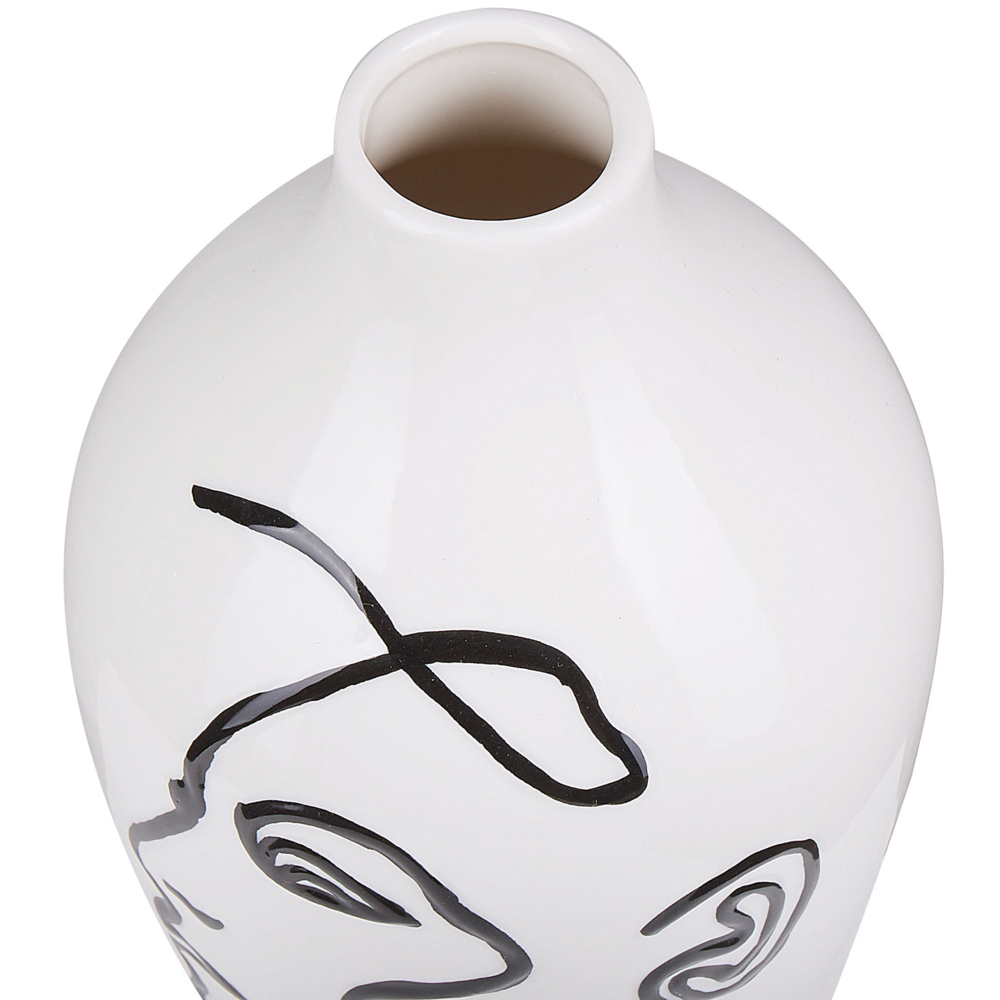 Vaso per fiori bianco con motivo viso decorazione per la casa in gres porcellanato impermeabile