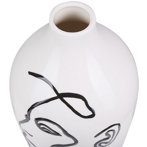 Vaso per fiori bianco con motivo viso decorazione per la casa in gres porcellanato impermeabile
