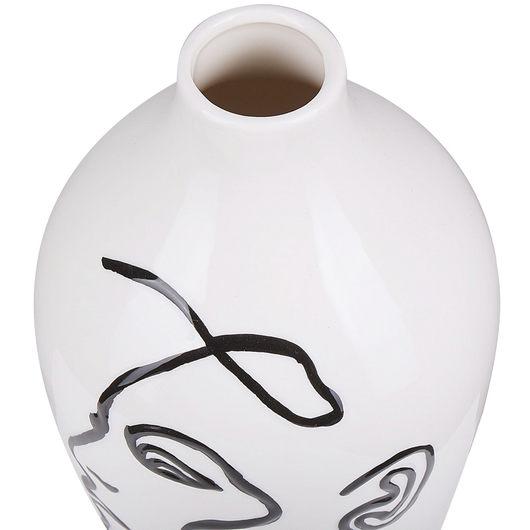 Vaso per fiori bianco con motivo viso decorazione per la casa in gres porcellanato impermeabile