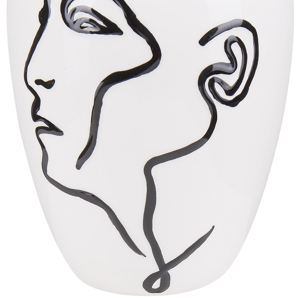 Vaso per fiori bianco con motivo viso decorazione per la casa in gres porcellanato impermeabile