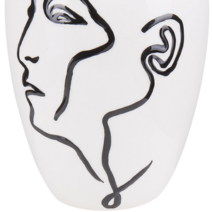 Vaso per fiori bianco con motivo viso decorazione per la casa in gres porcellanato impermeabile