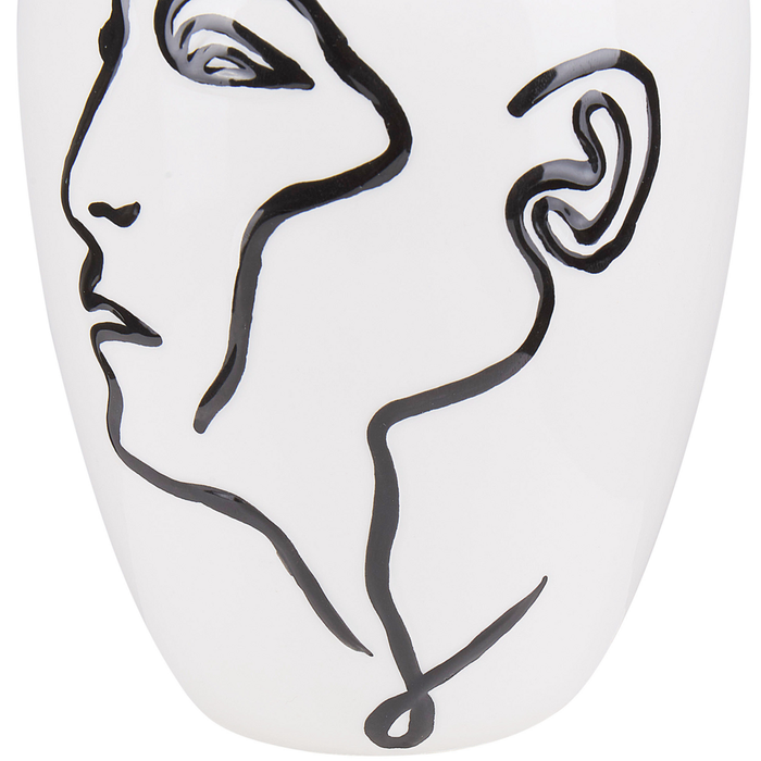 Vaso per fiori bianco con motivo viso decorazione per la casa in gres porcellanato impermeabile