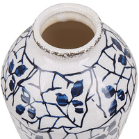 Vaso per fiori in gres porcellanato bianco e blu accessorio per la casa con motivo floreale 22 cm