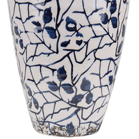 Vaso per fiori in gres porcellanato bianco e blu accessorio per la casa con motivo floreale 22 cm
