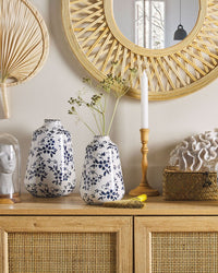 Vaso per fiori in gres porcellanato bianco e blu effetto invecchiato vaso per interni 25 cm