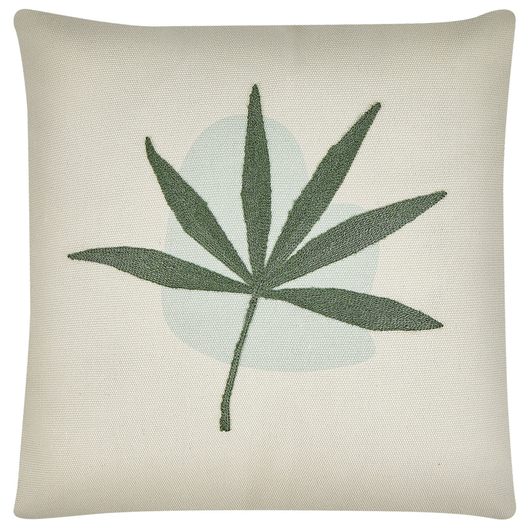 Set di 2 cuscini decorativi motivo foglia ricamata verde 45 x 45 cm