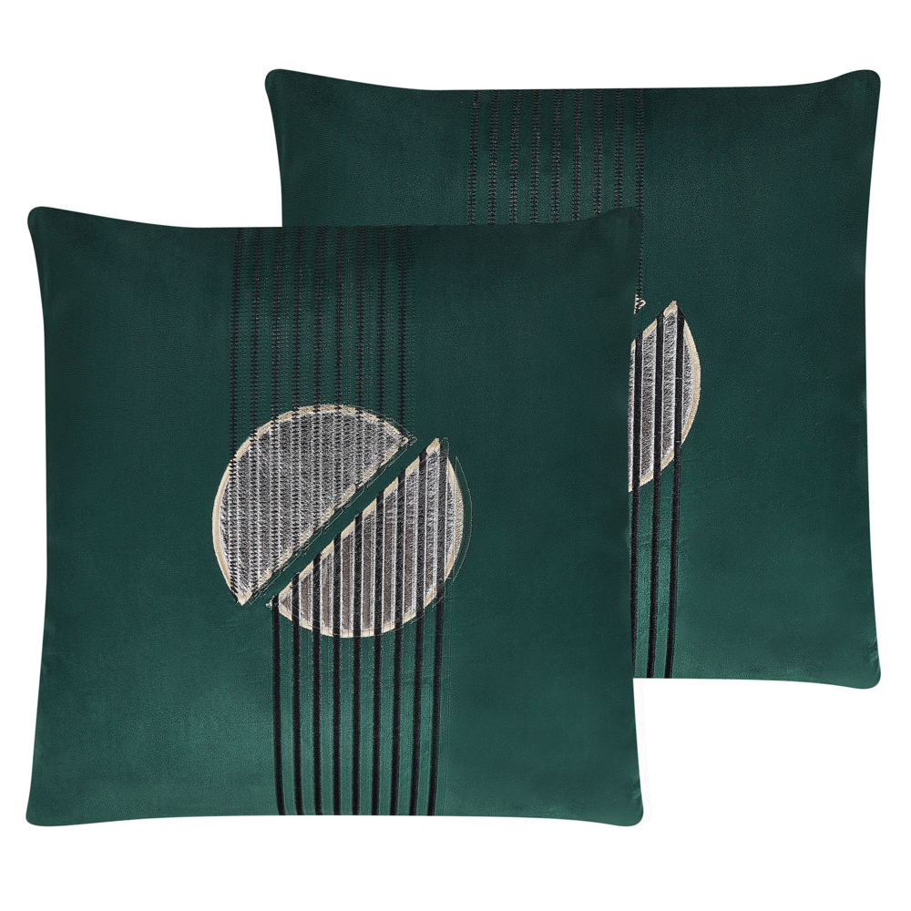 Set di 2 cuscini decorativi con motivo geometrico Verde 45 x 45 cm