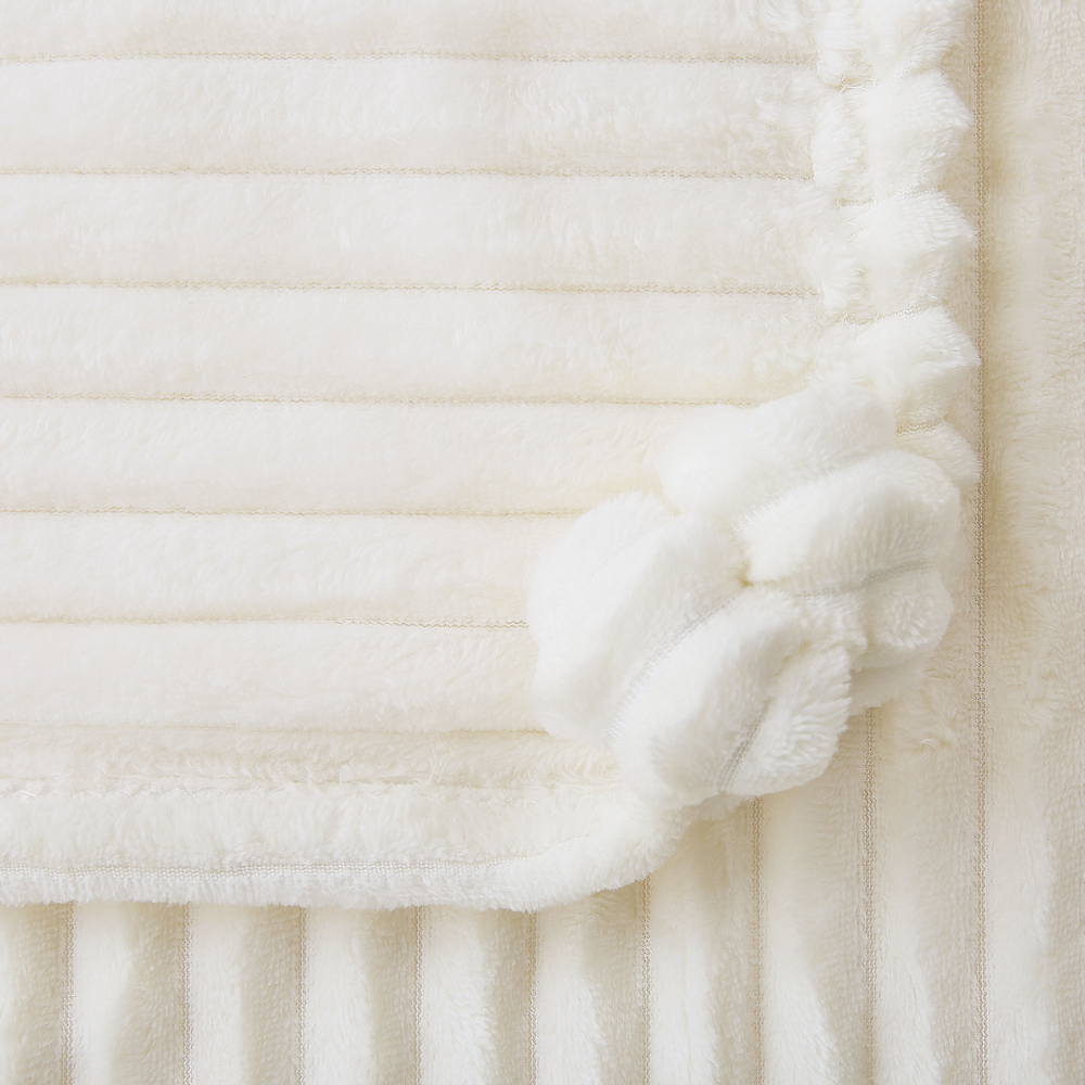 Morbido Plaid con Finitura a Coste e Bordi con nappe 150 x 200 cm Bianco