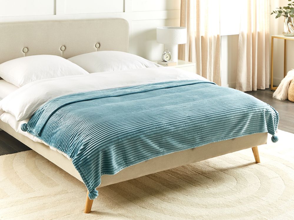 Morbido Plaid con Finitura a Coste e Bordi con nappe 150 x 200 cm Verde