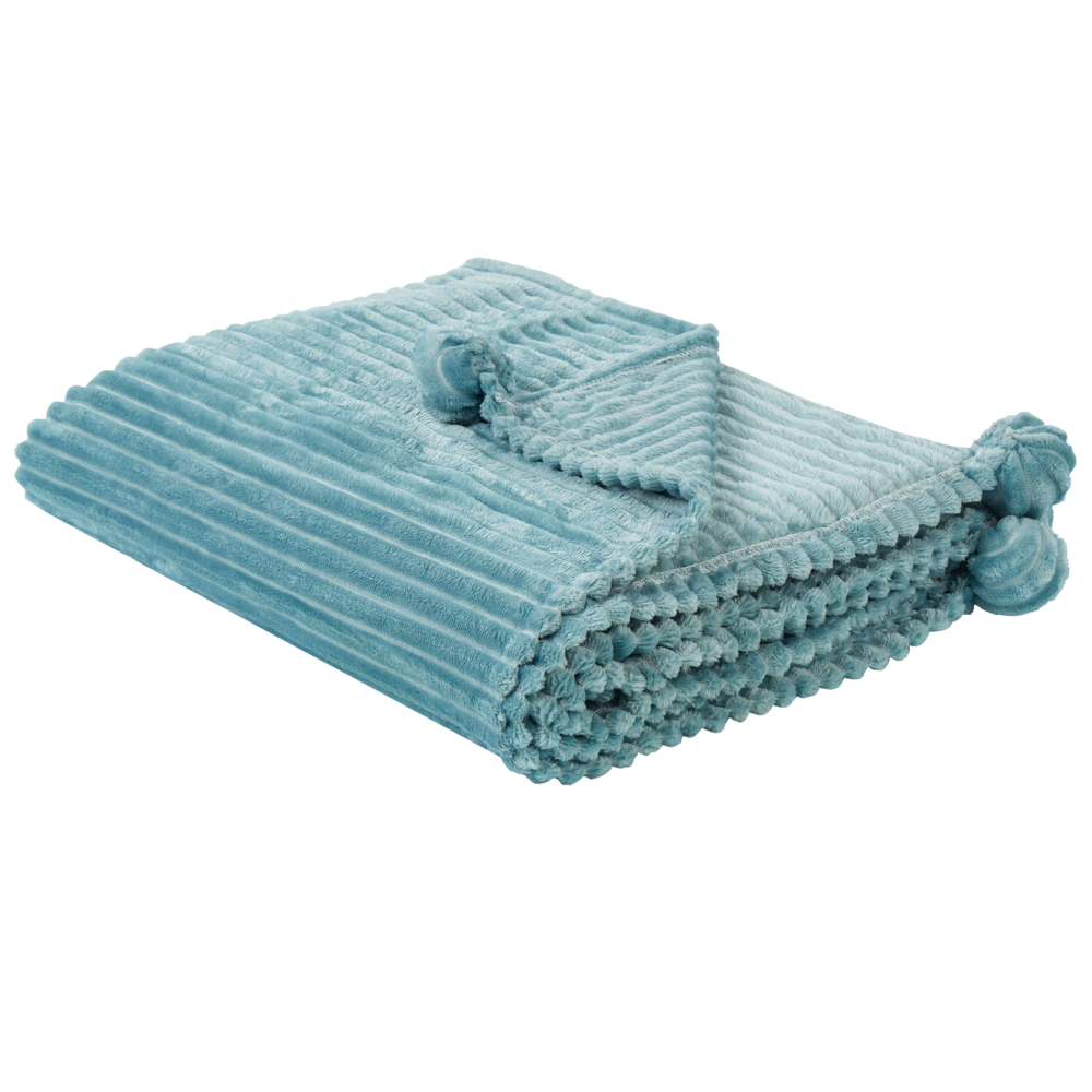 Morbido Plaid con Finitura a Coste e Bordi con nappe 150 x 200 cm Verde