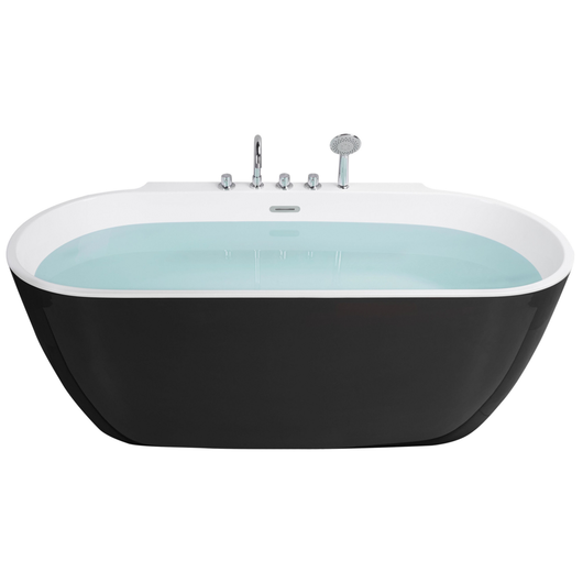 Vasca da Bagno Freestanding in Acrilico Ovale con Rubinetteria 170 cm Nero