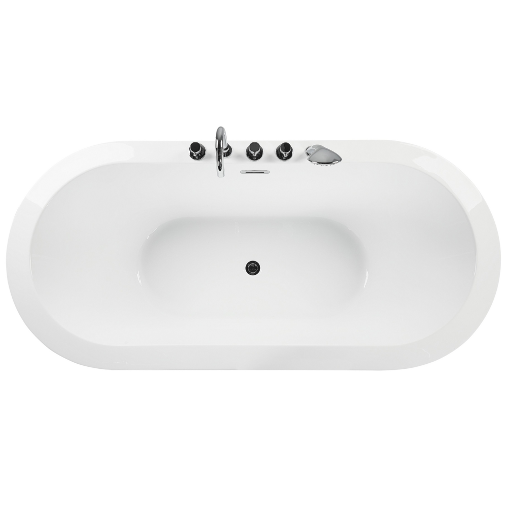 Vasca da Bagno Freestanding in Acrilico Nero Ovale con Rubinetteria 170 cm