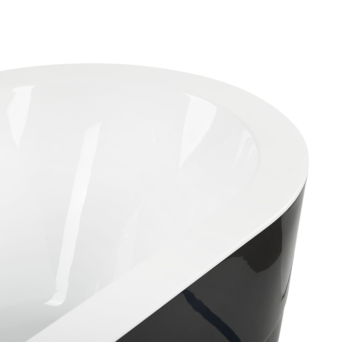 Vasca da Bagno Freestanding in Acrilico Nero Ovale con Rubinetteria 170 cm