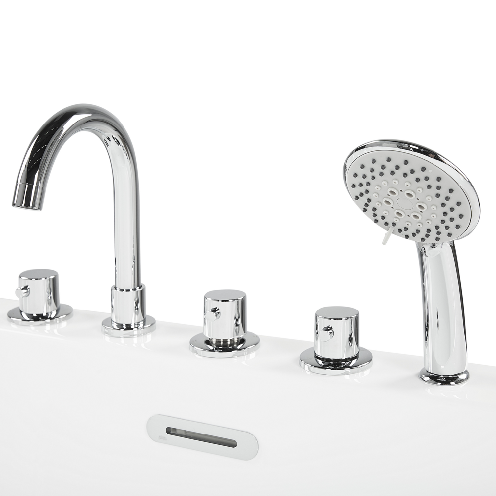 Vasca da Bagno Freestanding in Acrilico Nero Ovale con Rubinetteria 170 cm