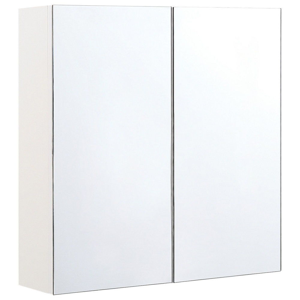 Armadietto a specchio per bagno in compensato bianco 60 x 60 cm Scaffali pensili a 2 ante