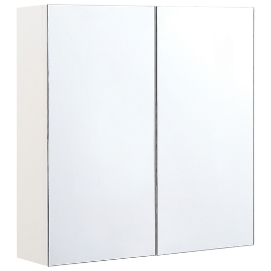 Armadietto a specchio per bagno in compensato bianco 60 x 60 cm Scaffali pensili a 2 ante