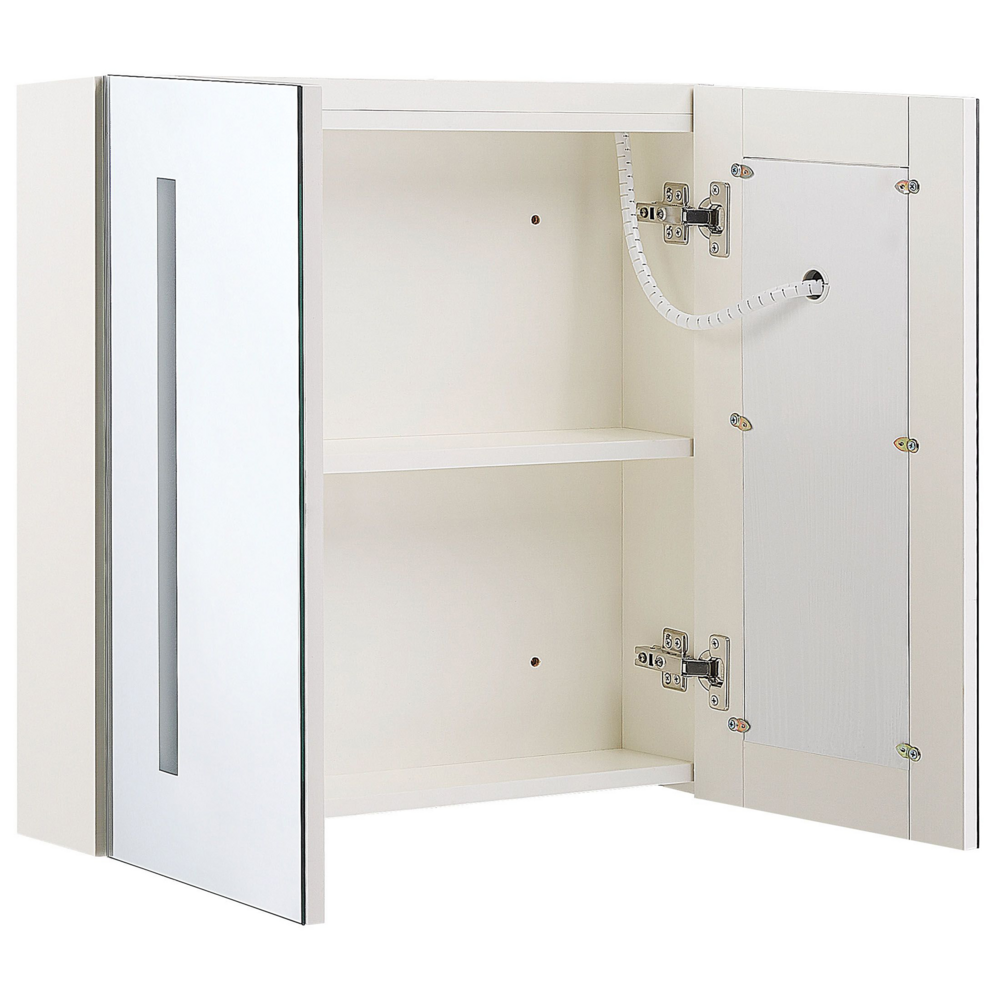 Armadietto a specchio per bagno in multistrato argento 60 x 60 cm Armadio pensile a 2 ante con luci a LED