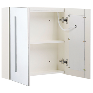 Armadietto a specchio per bagno in multistrato argento 60 x 60 cm Armadio pensile a 2 ante con luci a LED