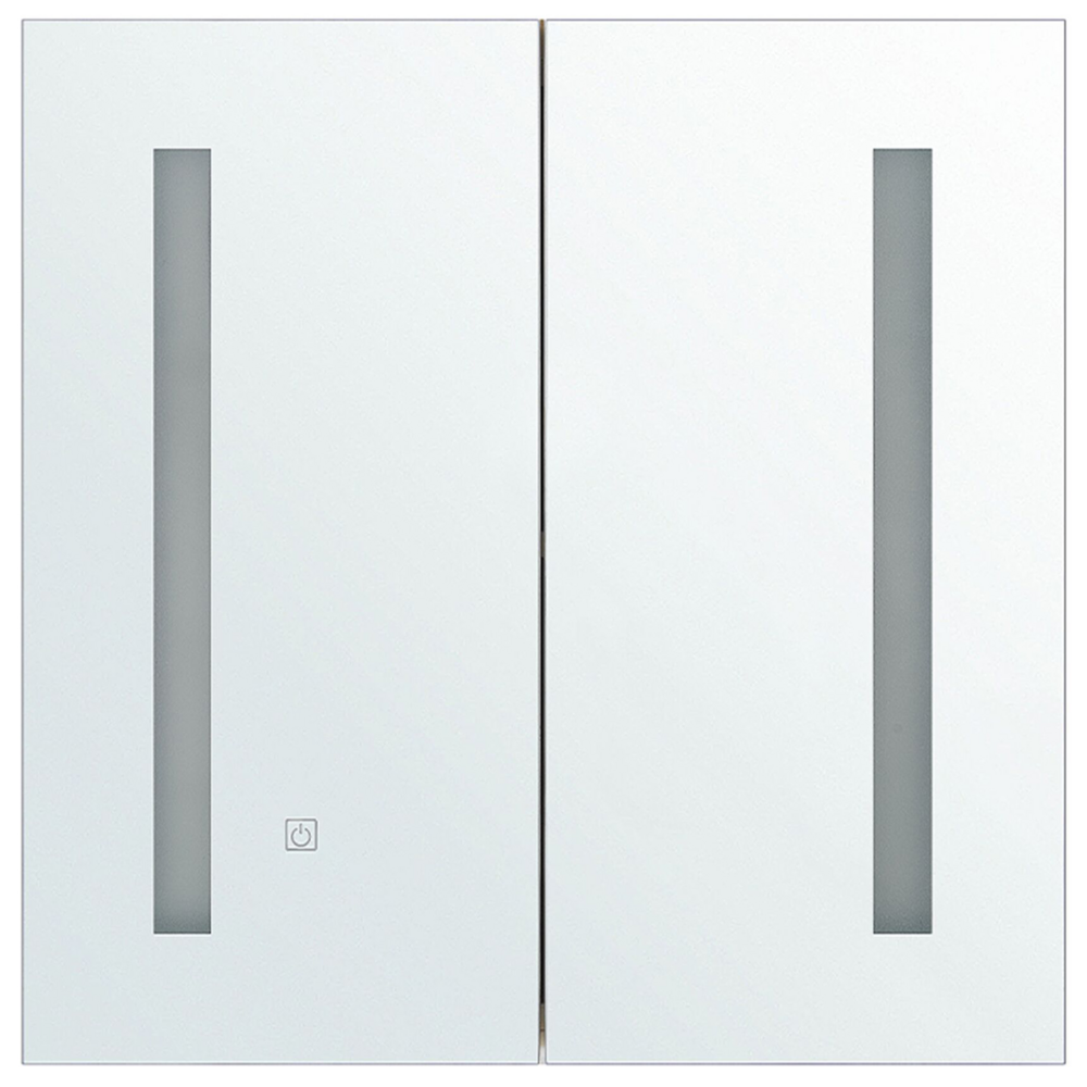 Armadietto a specchio per bagno in multistrato argento 60 x 60 cm Armadio pensile a 2 ante con luci a LED