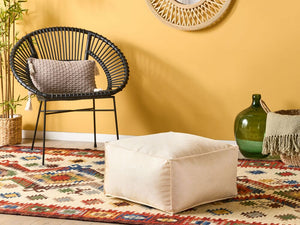 Moderno Pouf Intrecciato da Salotto 50 x 30 cm Motivo Beige Chiaro