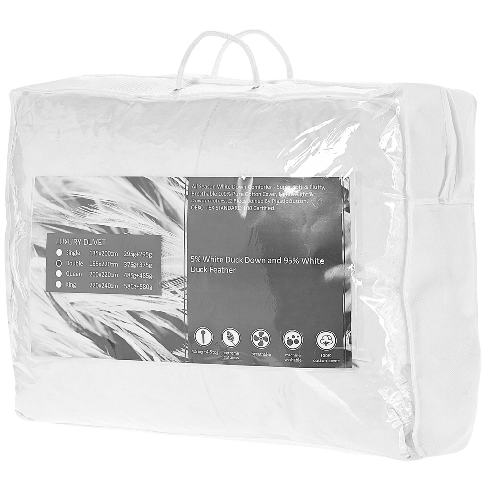 Piumino Japara Cotone Imbottitura Piumino D'anatra 155 x 220 cm Per Tutte Le Stagioni Due Strati Doppio