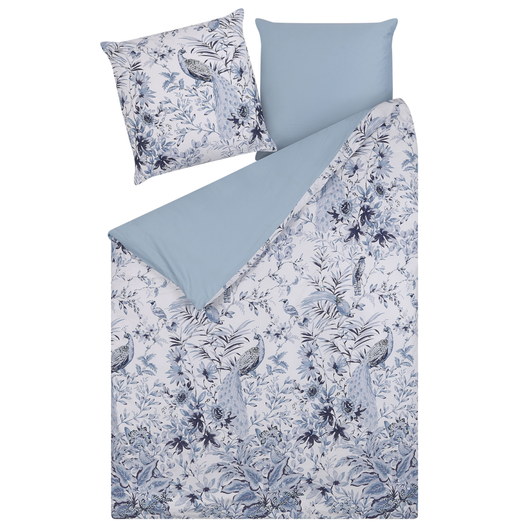 Set copripiumino e federa in misto cotone bianco e blu motivo floreale 155 x 220 cm Camera da letto moderna Boho