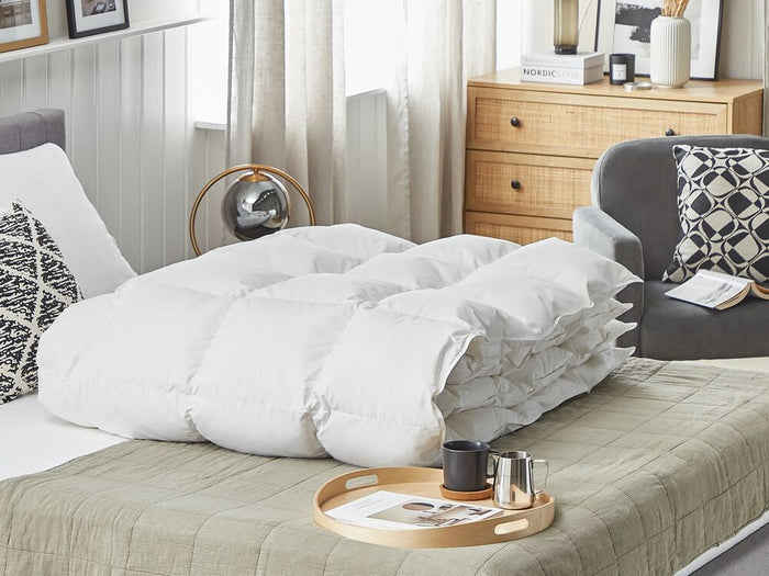 Piumino in cotone Japara bianco King Size 200 x 220 cm imbottitura in piumino d'anatra trapuntato biancheria da letto camera da letto