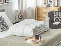 Piumino in cotone Japara bianco matrimoniale 155 x 220 cm imbottitura in piumino d'anatra trapuntato camera da letto