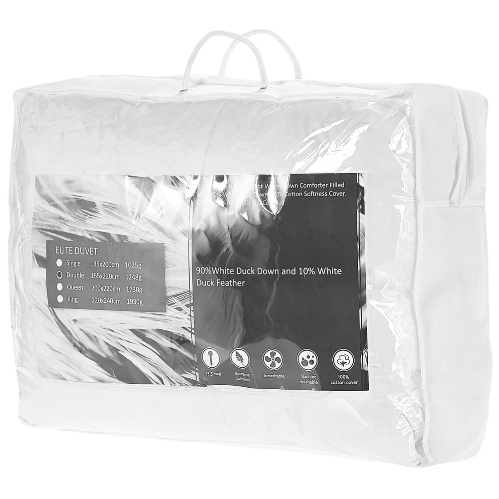 Piumino in cotone Japara bianco matrimoniale 155 x 220 cm imbottitura in piumino d'anatra trapuntato camera da letto